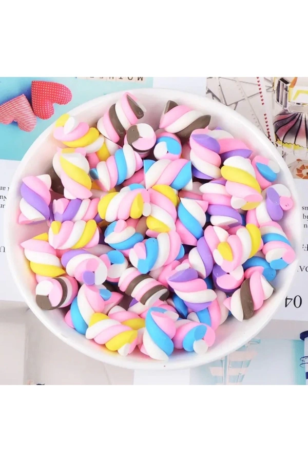 Renkli 3D Tırnak Süsleri – Marshmallow Görünümlü Nail Art Aksesuarı - 10 Adet