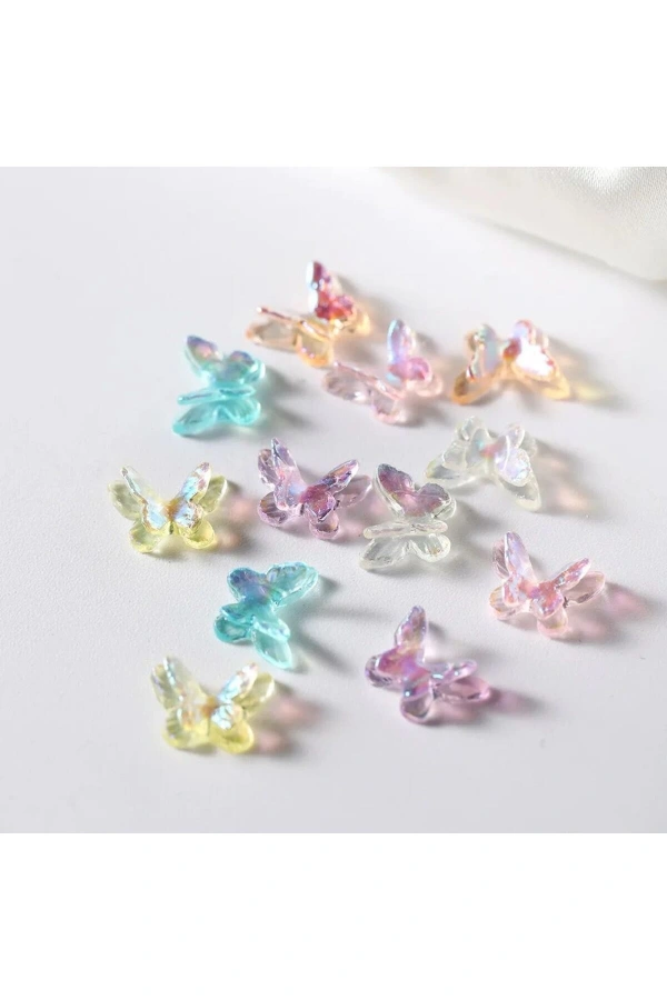 20 Adet Renkli Kelebek Charm Tırnak Süsü