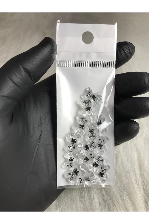 Yarı Şeffaf 3D Ayıcık Charm Tırnak Süsleri – 20 Adet
