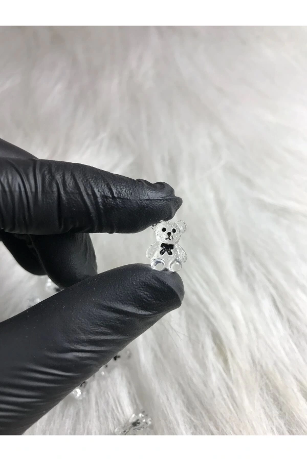 Yarı Şeffaf 3D Ayıcık Charm Tırnak Süsleri – 20 Adet