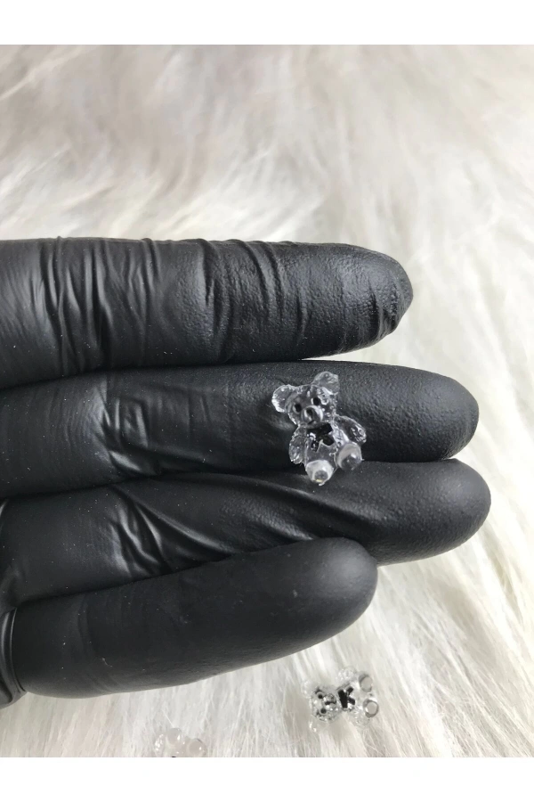 Yarı Şeffaf 3D Ayıcık Charm Tırnak Süsleri – 20 Adet
