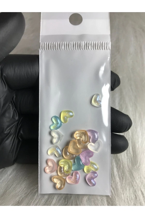 20 Adet Hologramlı Kalp Charm Tırnak Süsü