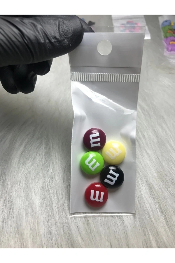 Renkli 3D Şeker Görünümlü Charm Tırnak Süsü – 5 Adet