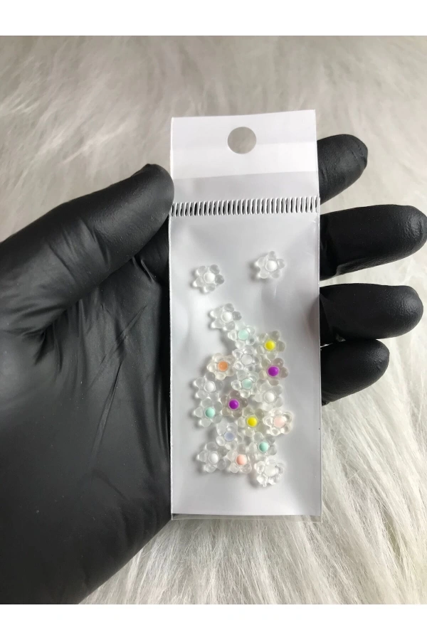 Renkli 3D Çiçek Charm Tırnak Süsü – 20 Adet