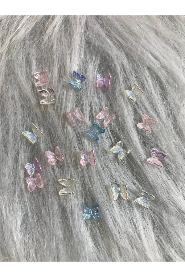 Renkli Holografik 3D Kelebek Charm Tırnak Süsleri – 20 Adet