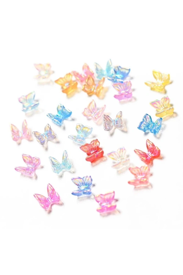 Renkli Holografik 3D Kelebek Charm Tırnak Süsleri – 20 Adet
