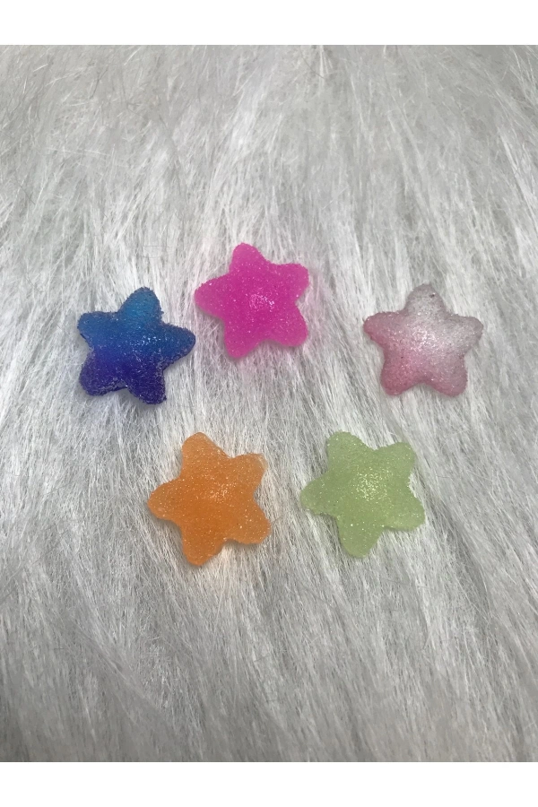 Renkli 3D Şeker Görünümlü Yıldız Charm Tırnak Süsleri – 5 Adet