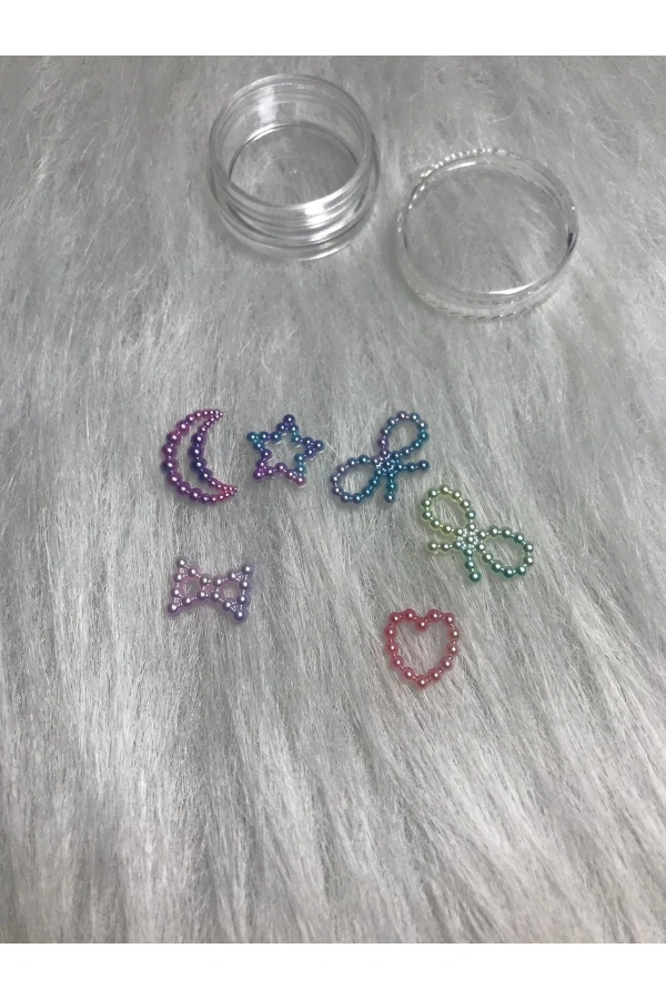 İnci Karışık Şekillerde Tırnak Süsleri Charm - 20 Adet