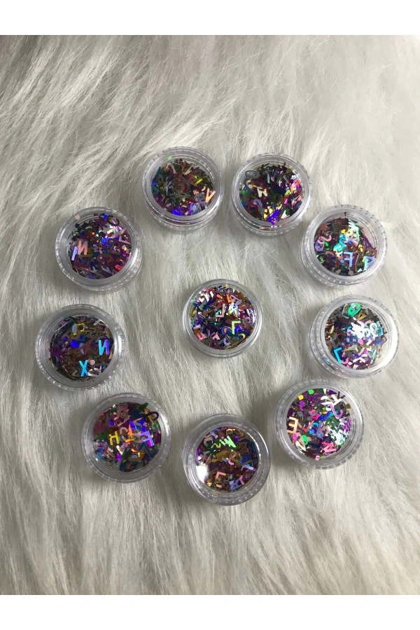 Renkli Metalik Harf Nail Art Süsleri