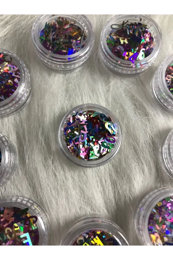 Renkli Metalik Harf Nail Art Süsleri