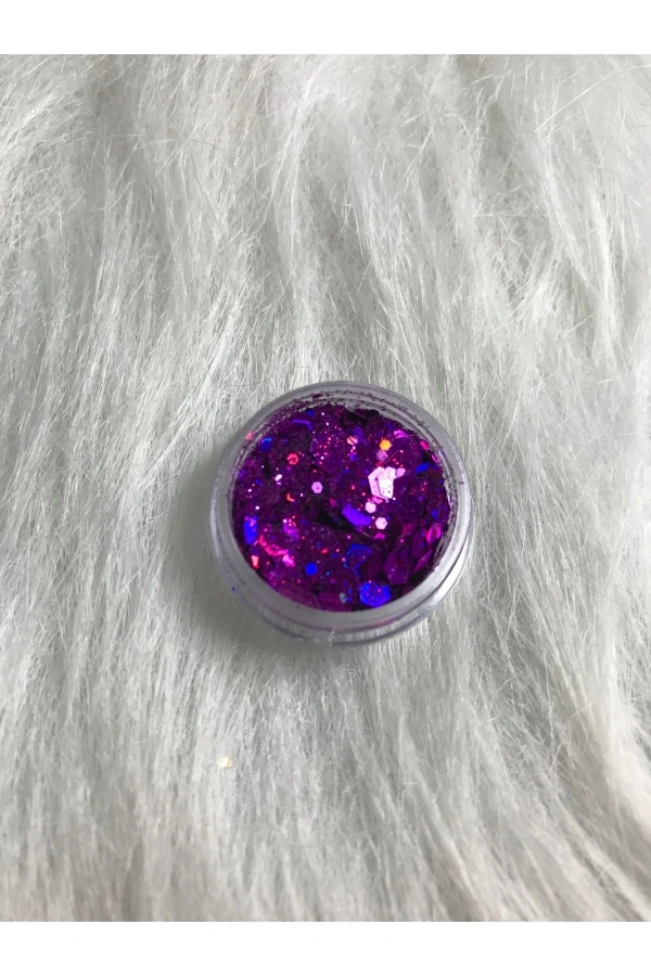 Mor Holografik Nail Art Süsleri – Parlak ve Işıltılı