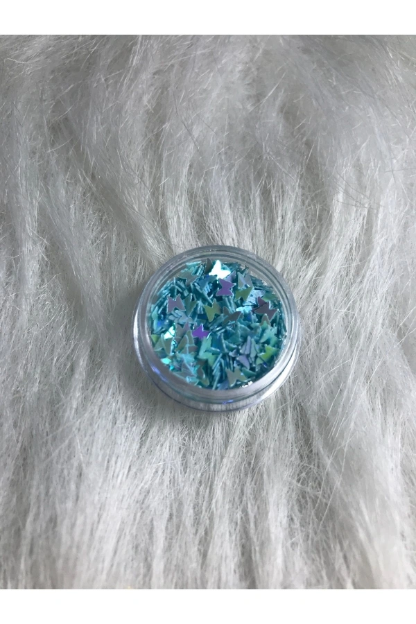 Mavi Holografik Kelebek Nail Art Süsleri – 1000+ Adet