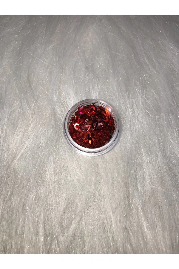 Kırmızı Holografik Harf Nail Art Süsleri