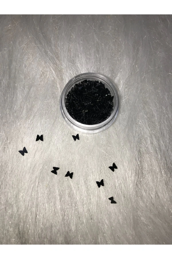 Siyah Holografik Kelebek Nail Art Süsleri