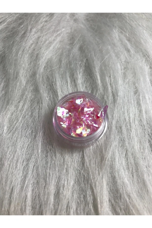 Pembe Holografik Folyo Nail Art Süsleri – Parlak ve Işıltılı