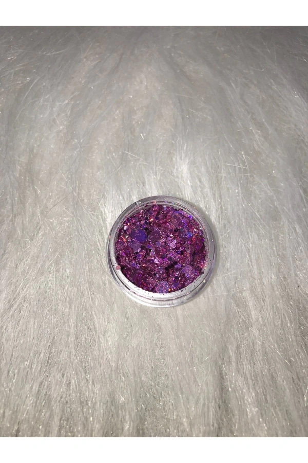 Mor Holografik Chunky Glitter Nail Art Süsleri – Parlak ve Işıltılı