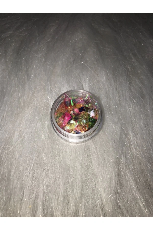 Çok Renkli Holografik Kırılmış Folyo Nail Art Süsleri – Parlak ve Işıltılı