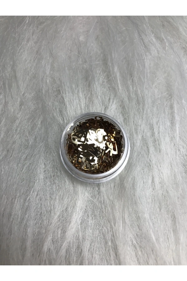 Soluk Altın Metalik Harf Nail Art Süsleri – Şık ve Kişiselleştirilebilir