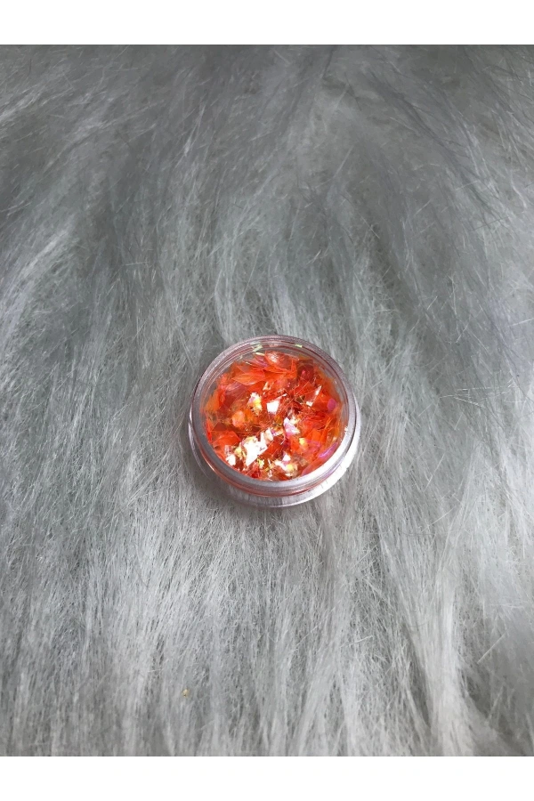 Turuncu Holografik Kırılmış Folyo Nail Art Süsleri – Parlak ve Işıltılı