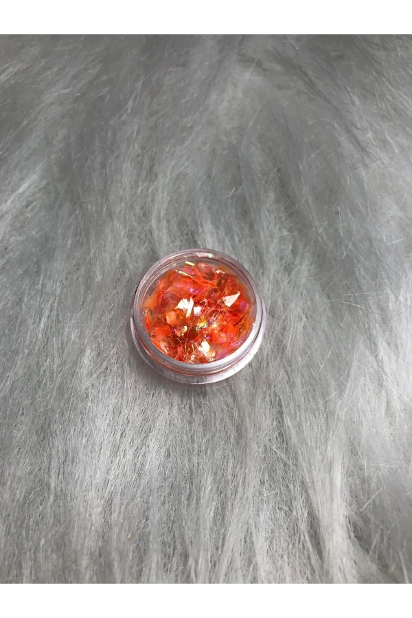 Turuncu Holografik Kırılmış Folyo Nail Art Süsleri – Parlak ve Işıltılı