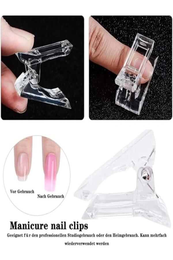 Polijel Üst Form Tutucu Klips – Şeffaf Manikür Klipsi -10 Adet