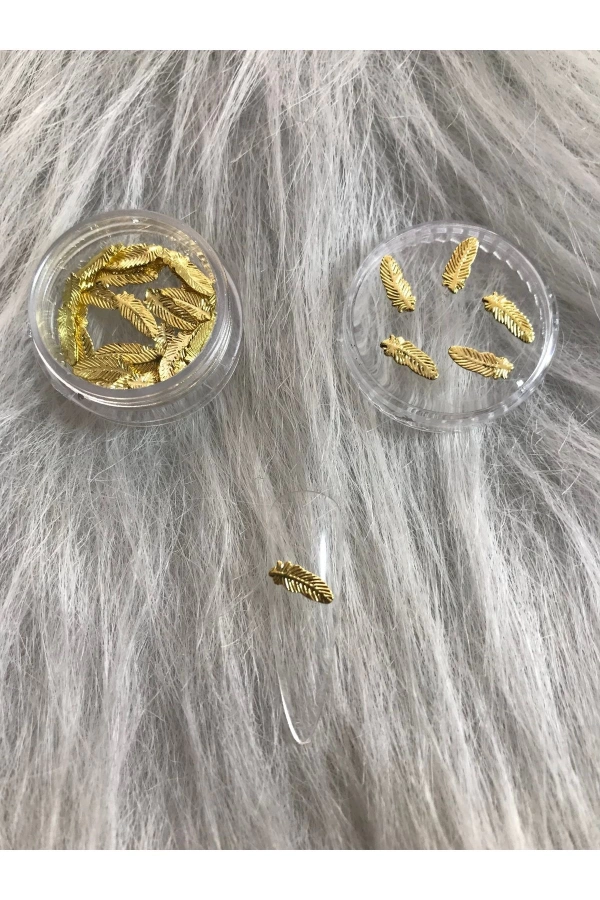 Altın Yaprak Metal Tırnak Süsü – 3D Nail Art Charm - 50 Adet