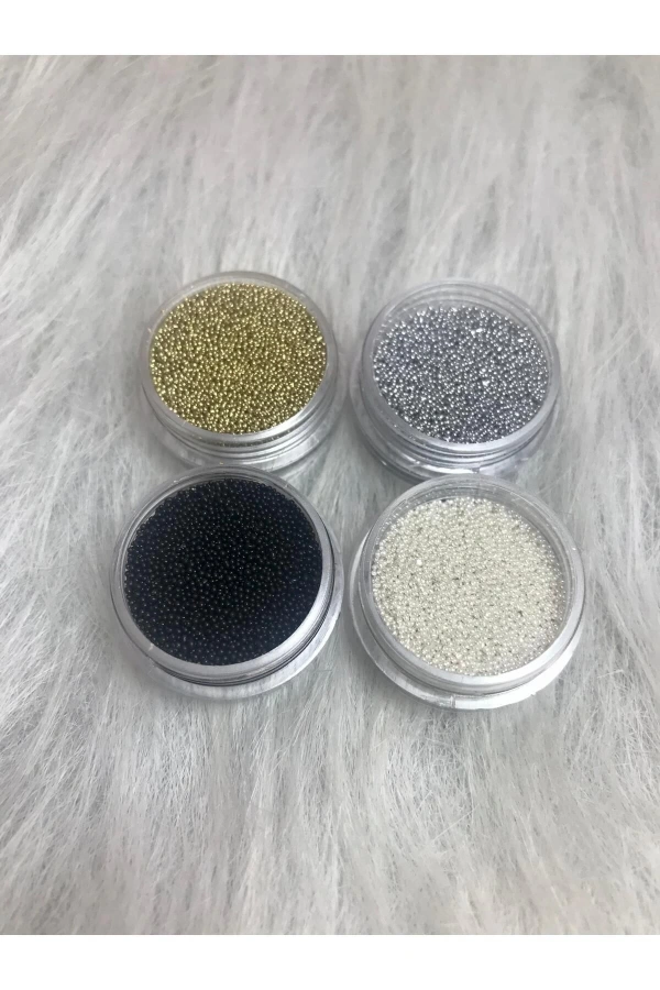 Havyar Tırnak Taşı – 4 Renkli Metal Boncuk Seti