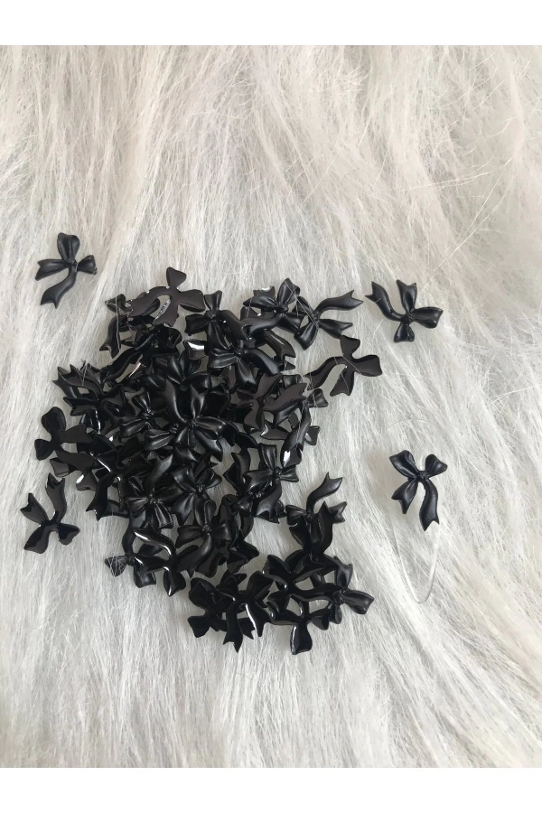 Siyah Kurdele Nail Art Charm Seti