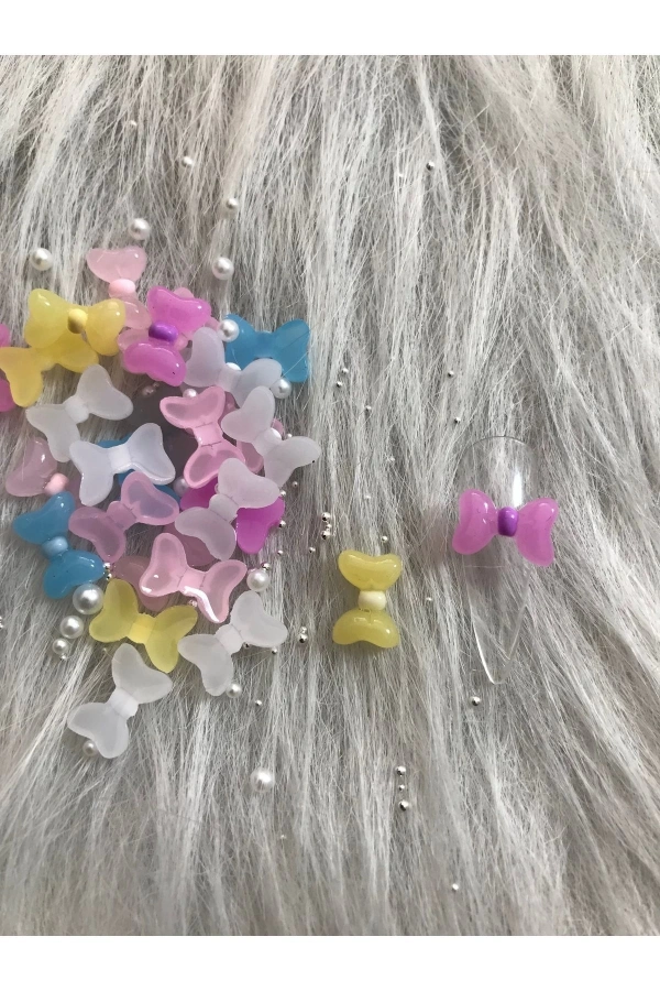 Renkli Kurdele Nail Art Charm Seti