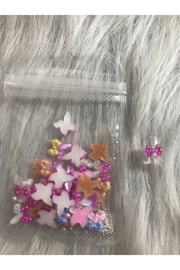 Renkli Kurdele Charm Tırnak Süsü (Mix Set)