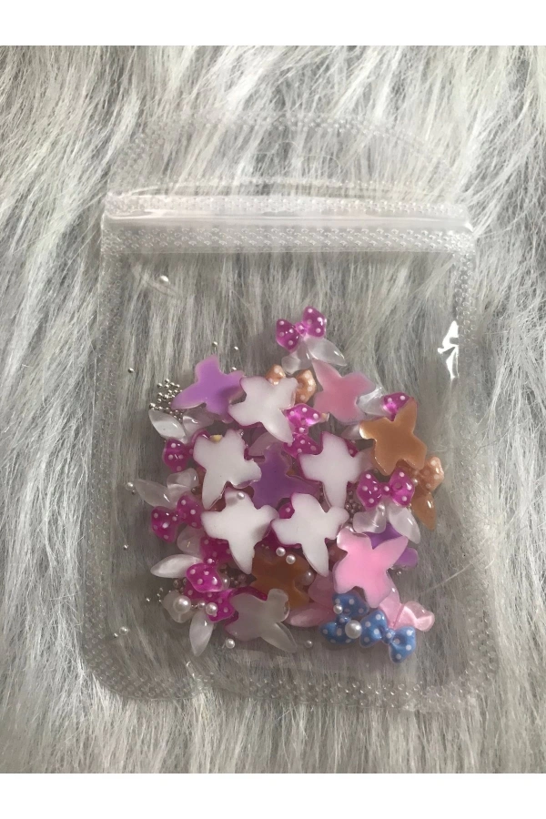 Renkli Kurdele Charm Tırnak Süsü (Mix Set)