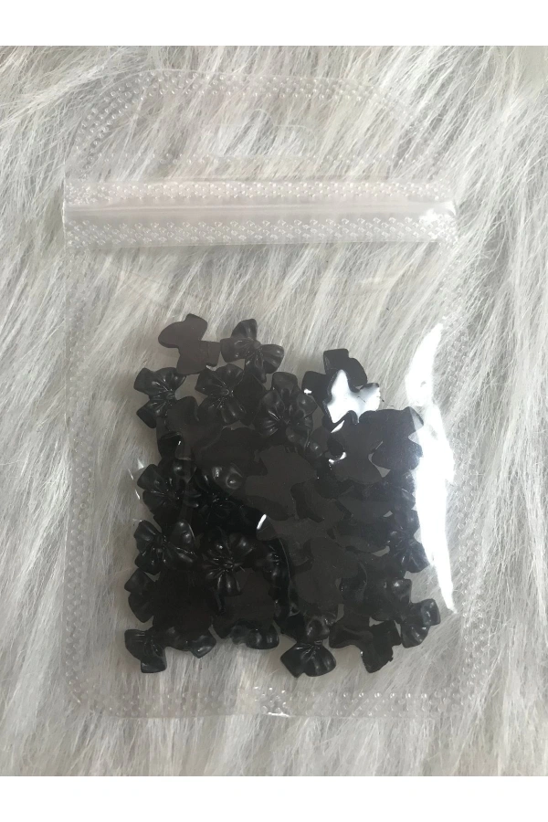 Siyah Kurdele Charm Tırnak Süsü