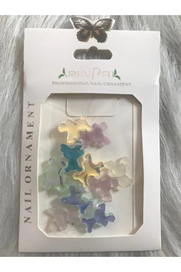 Renkli Şeffaf Ayıcık Charm Nail Art Dekorasyonu - 10 Adet