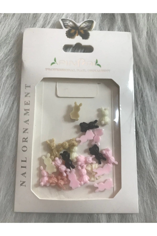 Renkli Tavşan Charm Nail Art Dekorasyonu - 25 Adet