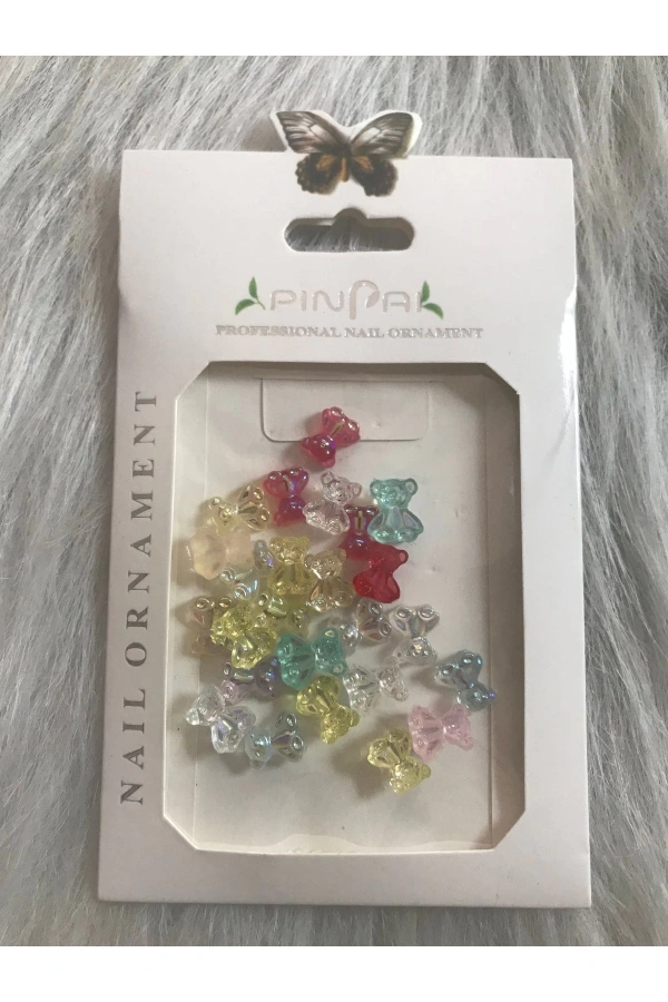 Renkli Şeffaf Ayıcık Charm Nail Art Dekorasyonu - 25 Adet