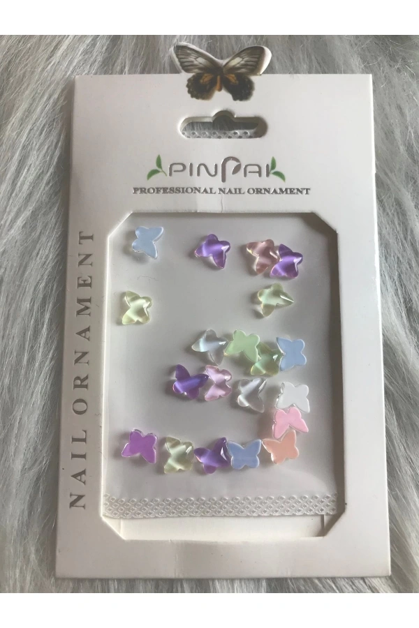 Pastel Renkli Kelebek Charm Nail Art Dekorasyonu - 20 Adet