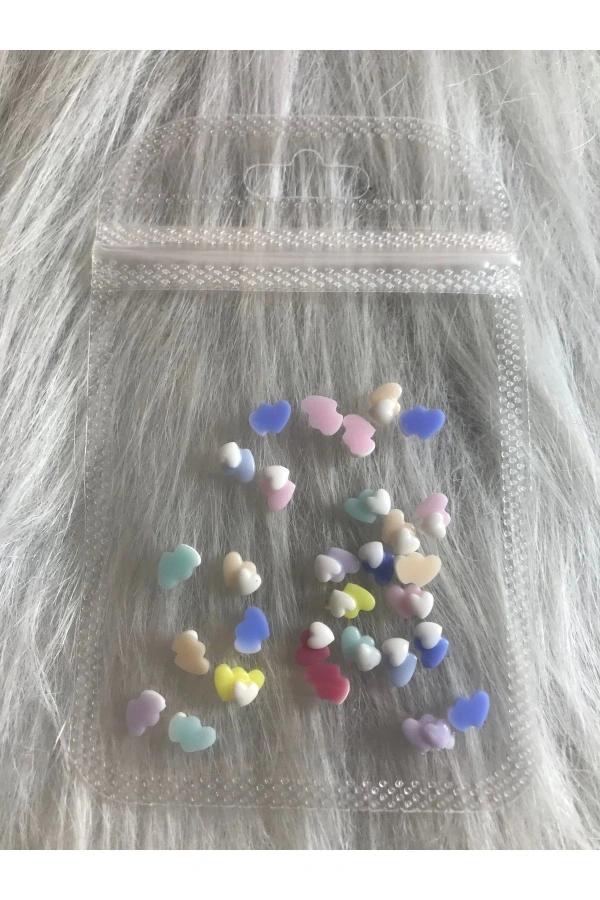 Renkli Kalp Charm Nail Art Dekorasyonu - 25 Adet