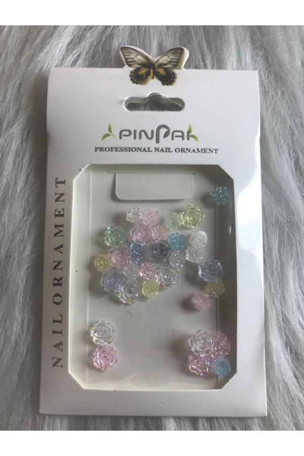 25 Adet Renkli Gül Charm Tırnak Süsü
