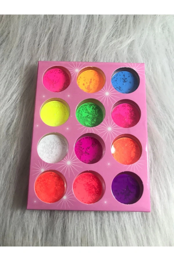 12 Renk Neon Nail Art Pigment Tozu Seti