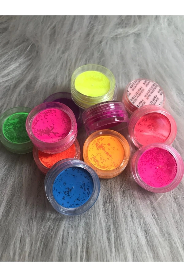 12 Renk Neon Nail Art Pigment Tozu Seti