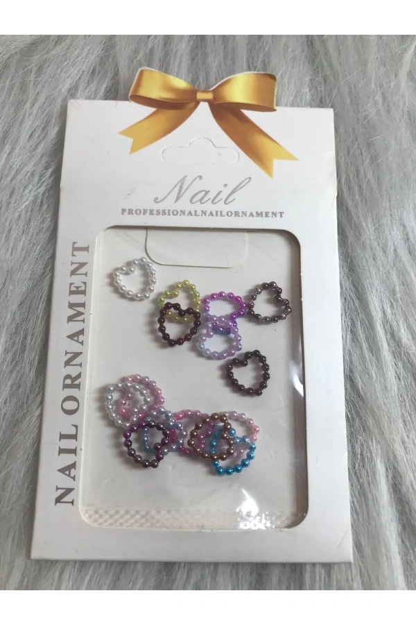 Renkli Kalp Şekilli Charm Tırnak Süsleri - 15 Adet