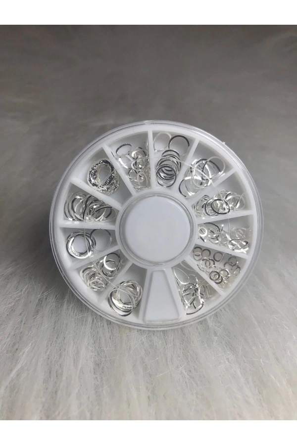 Gümüş Metal Oval Çerçeve Nail Art Süsleri - 12 Farklı Model