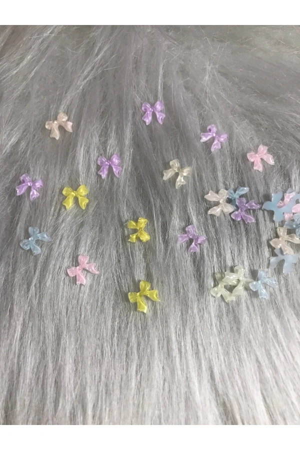 Renkli Fiyonk Charm Nail Art Süsleri - 20 Adet