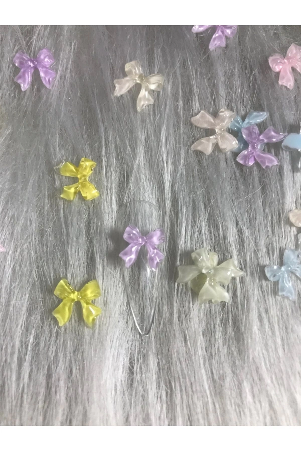 Renkli Fiyonk Charm Nail Art Süsleri - 20 Adet