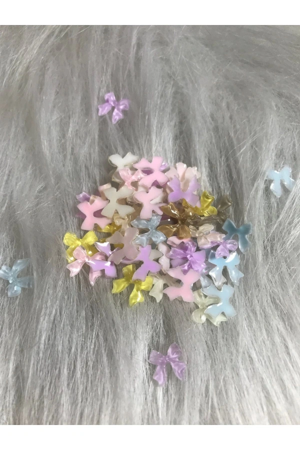 Renkli Fiyonk Charm Nail Art Süsleri - 20 Adet