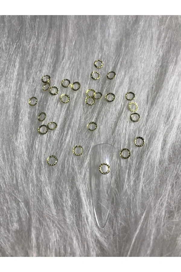 Altın Metal Halka Nail Art Süsleri - 50 Adet