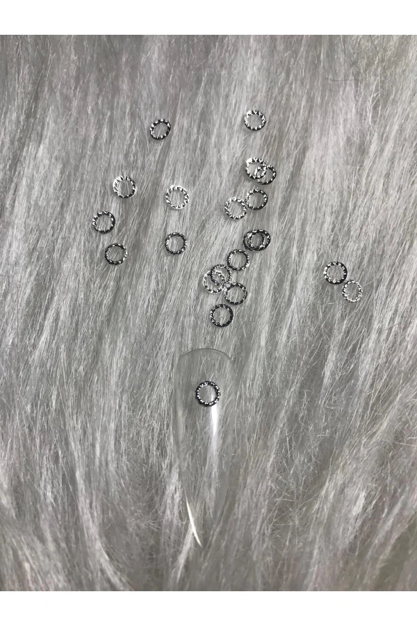 Gümüş Metal Halka Nail Art Süsleri - 50 Adet