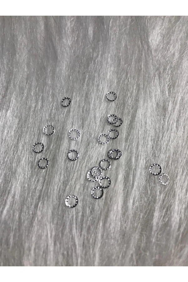 Gümüş Metal Halka Nail Art Süsleri - 50 Adet