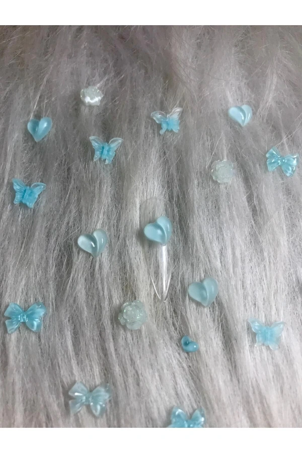 Mavi Hologramlı Karışık Nail Art Charm - 20 Adet