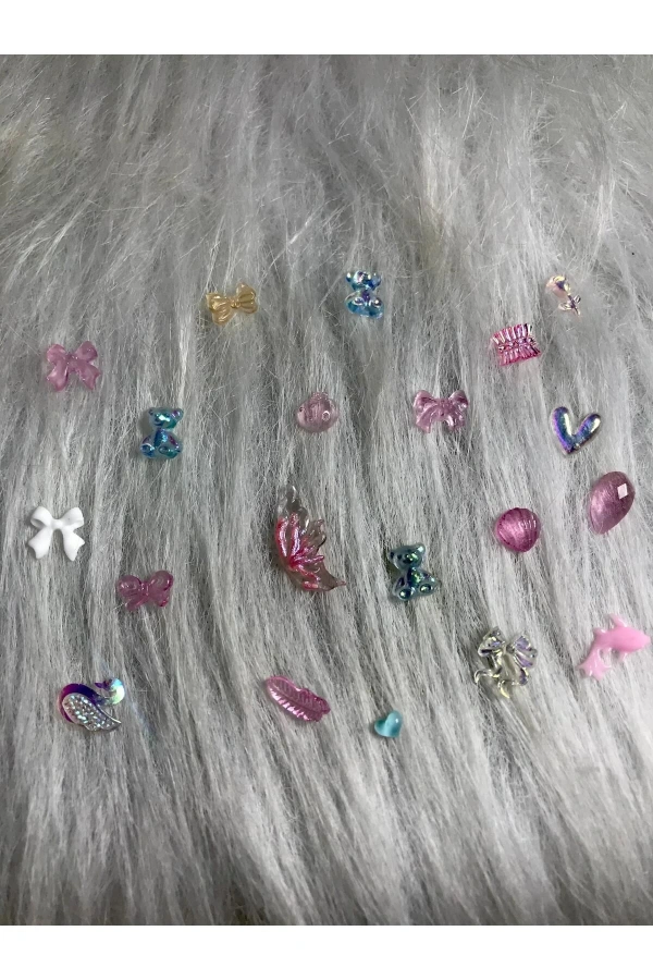 20 Adet Hologramlı ve Karışık Figür Charm Tırnak Süsü